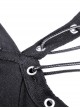 Punk Style Mysterious Witch Halter Neck Strap Asymmetric Tattered Hem Black Long Sleeves Dress