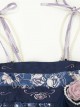 Blue White Porcelain Series Chinese Elements Fantasy Floral Print Vintage Classic Lolita Suspender Dress Crossbody Bag Set