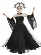 Gothic Style Gorgeous Beaded Tulle Lace Strapped Black Retro Palace Tube Top Tight Dress