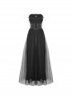 Gothic Style Gorgeous Beaded Tulle Lace Strapped Black Retro Palace Tube Top Tight Dress