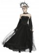Gothic Style Gorgeous Beaded Tulle Lace Strapped Black Retro Palace Tube Top Tight Dress