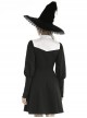 Gothic Style White Chinese Cheongsam Collar Retro Gigot Sleeves Black Elegant Long Sleeves Dress