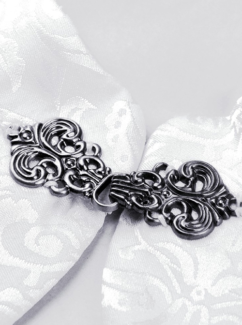 Gothic Style White Chinese Cheongsam Collar Retro Gigot Sleeves Black Elegant Long Sleeves Dress