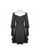 Gothic Style White Chinese Cheongsam Collar Retro Gigot Sleeves Black Elegant Long Sleeves Dress