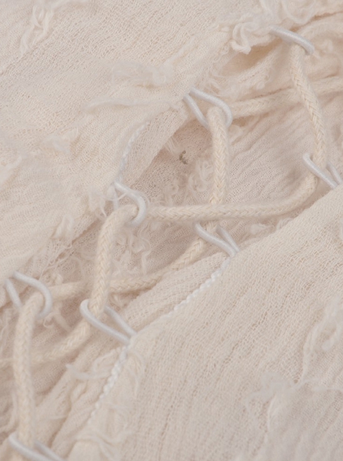Steampunk Style Off Shoulder Layered Lace Irregular Hem Beige Cake Dress