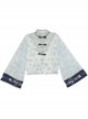 Blue White Porcelain Series New Chinese Style Small Floral Print Daily Versatile Elegant Lolita Long Sleeves Cardigan Shirt