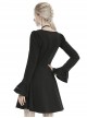 Gothic Style Retro White Button Lace Doll Collar Black Long Trumpet Sleeve Slim Dress