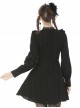 Dark Gothic Style Lace Stand Up Collar Sweet Ruffled Classic Black Slim Long Sleeves Dress