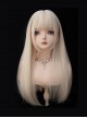 Daily Versatile Elegant Light Linen Gold Cute Soft Girl Flat Bangs Long Straight Hair Sweet Lolita Full Head Wig