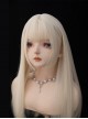 Daily Versatile Elegant Light Linen Gold Cute Soft Girl Flat Bangs Long Straight Hair Sweet Lolita Full Head Wig