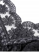 Gothic Style Retro Palace V-Neck Lace Frill Elegant Black Puff Sleeves Slim Short Dress