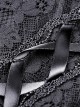 Gothic Style Retro Palace V-Neck Lace Frill Elegant Black Puff Sleeves Slim Short Dress