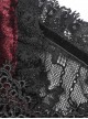 Gothic Style Luxury Velvet Black Lace Stitching Retro Wine Red Puff Sleeves Slim Dress