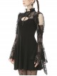 Gothic Style Stand Up Collar Lace Stitching Hollow Off Shoulder Black Trumpet Long Sleeves Dress