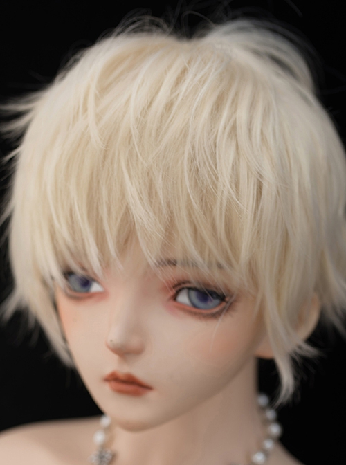 Prince Noble Light Linen Golden Cool Handsome Fluffy Short Hair Versatile Daily Ouji Fashion Full Head Wig