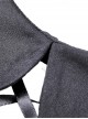 Punk Style Rock Halter Neck Puff Sleeve Hem Short Front And Long Back Black Slim Dress