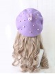 Japanese Style Cute Daily Stuffed Bunny Sweet Lolita Autumn Winter Woolen Taro Purple Beret Hat