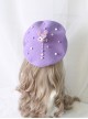 Taro Purple Autumn Winter Woolen Japanese Style Elegant Kawaii Daily Plush Star Bunny Clip Sweet Lolita Beret Hat