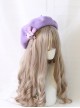 Taro Purple Autumn Winter Woolen Japanese Style Elegant Kawaii Daily Plush Star Bunny Clip Sweet Lolita Beret Hat
