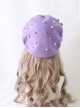 Taro Purple Autumn Winter Woolen Japanese Style Elegant Kawaii Daily Plush Star Bunny Clip Sweet Lolita Beret Hat