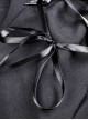 Gothic Style Exquisite Lapel Chest Hollow Silver Star Pendant Waist Strap Black Puff Sleeve Dress