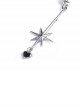 Gothic Style Exquisite Lapel Chest Hollow Silver Star Pendant Waist Strap Black Puff Sleeve Dress