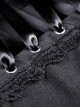 Gothic Style Cute Love Metal Buckle Daily College Style Black Slim Fit Suspender Pleated Skirt
