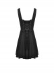 Gothic Style Cute Love Metal Buckle Daily College Style Black Slim Fit Suspender Pleated Skirt