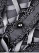 Gothic Style Lapel Halterneck Ribbon Straps Embroidered Lace Splicing Hem Sexy Off Shoulder Black Dress