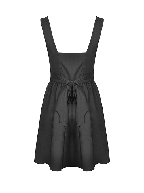Gothic Style Sweet Lace Heart Shape Hollow Strap Black Daily Suspender Doll Dress