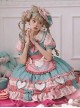 Cake Party Series Pink Green Gorgeous Doll Collar Ruffles Heart Bowknot Apron Polka Dots Sweet Lolita Puff Sleeve Dress Hat Set