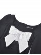 Gothic Style Cute White Doll Collar Big Bowknot Daily Black Lantern Sleeves Slim Dress