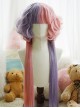 Versatile Two Color Splicing Curly Jellyfish Head Long Straight Hair Cute Sweet Lolita Full Head Wig