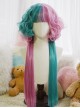 Versatile Two Color Splicing Curly Jellyfish Head Long Straight Hair Cute Sweet Lolita Full Head Wig