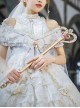 Helena Dawn Series Gorgeous Snowflake Heart Shape Gemstone Crown Classic Lolita Golden Magical Scepter