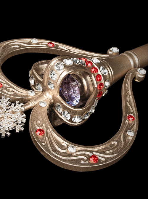 Helena Dawn Series Gorgeous Snowflake Heart Shape Gemstone Crown Classic Lolita Golden Magical Scepter