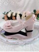 Tea Party Lady Series Macaron Color Cute Bowknot Round Head Sweet Lolita Mary Jane Middle High Leather Shoes