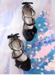 Japanese Style Soft Girl Gorgeous Tea Party Ribbon Straps Bowknot Sparkle Frosted Stars Sweet Lolita Mid Heel Shoes