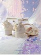 Japanese Style Soft Girl Gorgeous Tea Party Ribbon Straps Bowknot Sparkle Frosted Stars Sweet Lolita Mid Heel Shoes