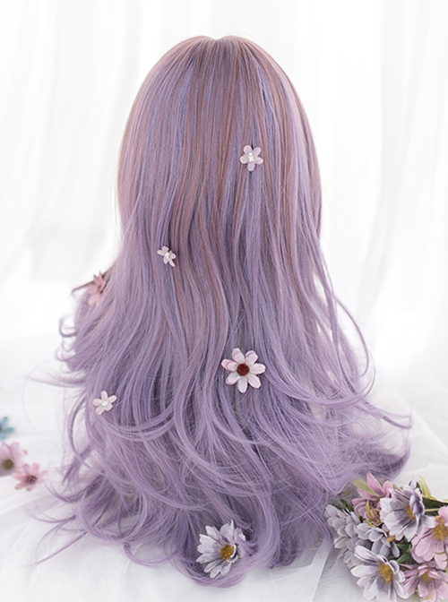 Flower Box Series Elegant Tapioca Purple Gradient Flat Bangs Long Curly Hair Sweet Lolita Full Head Wig