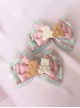 Toy Anniversary Series Cute Kawaii Girly Pink Green Lace Sweet Lolita Bowknot Plush Little Bear Bonzer Side Clip