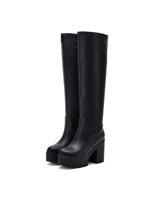 Versatile Cool Punk Metal Lolita Cartoon Cosplay Long Tube Round Toe Platform 10cm Thick High Heel Knight Boots