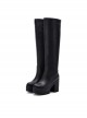 Versatile Cool Punk Metal Lolita Cartoon Cosplay Long Tube Round Toe Platform 10cm Thick High Heel Knight Boots