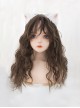Girly Lively Fluffy Wool Curly Air Bangs Long Hair Dark Brown Daily Versatile Sweet Lolita Full Head Wig