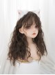 Girly Lively Fluffy Wool Curly Air Bangs Long Hair Dark Brown Daily Versatile Sweet Lolita Full Head Wig
