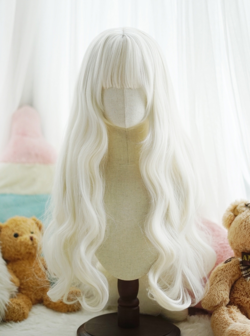 Big Land Series Multicolor Daily Versatile Commute Elegant Flat Bangs Long Curly Hair Classic Lolita Full Head Wig