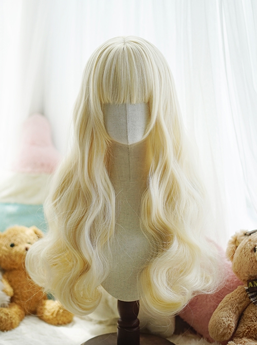 Big Land Series Multicolor Daily Versatile Commute Elegant Flat Bangs Long Curly Hair Classic Lolita Full Head Wig