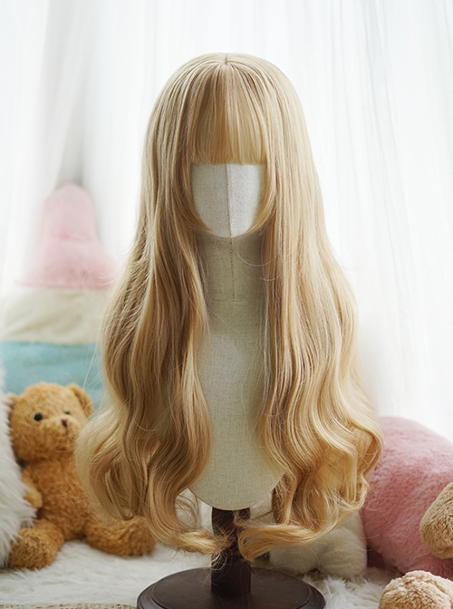 Big Land Series Multicolor Daily Versatile Commute Elegant Flat Bangs Long Curly Hair Classic Lolita Full Head Wig