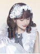 Handmade Pure White Versatile Mesh Yarn Satin Bowknot Heart Ruffles Lace Classic Lolita Head Accessory Headband