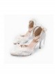 Handmade Elegant Pure White Pearl Lace Feather Angel Flower Wedding Festival Classic Lolita Pointed Toe Stiletto Shoes